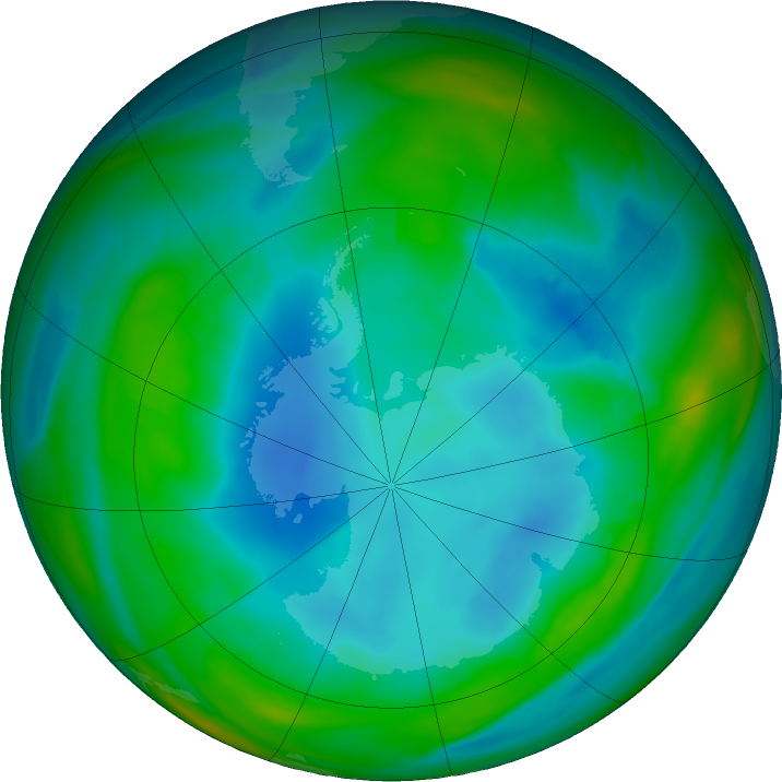 Antarctic ozone map for 21 July 2021